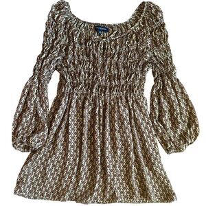 Max Edition Off The Shoulder Boho Print Balloon Sleeve Blouse Sz S Fairy Cottage